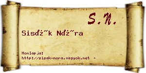 Sisák Nóra névjegykártya